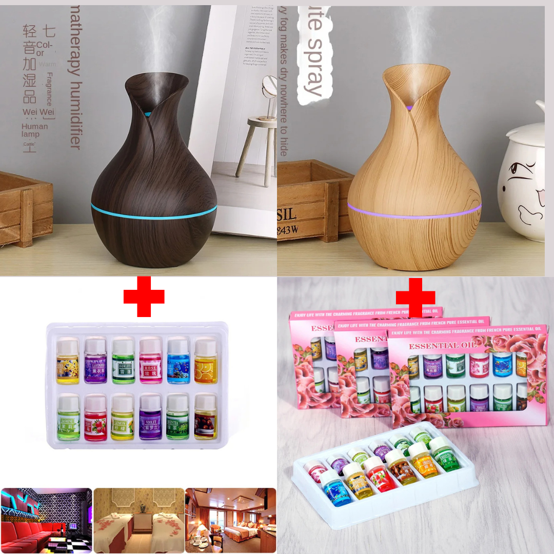 USB Aromatherapy Ultrasonic Humidifier and Scent Diffuser + 12pcs Different Scented Essential Oils. Keep the air moist and your home smelling lovely all at once!