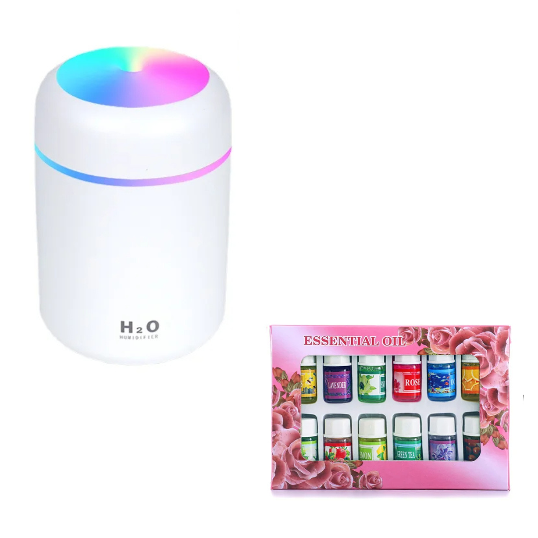 USB Nordic Humidifier Aromatherapy Humidifier With LED Light Air Freshener Aromatherapy Diffuser + 12pcs Essential Oils Set