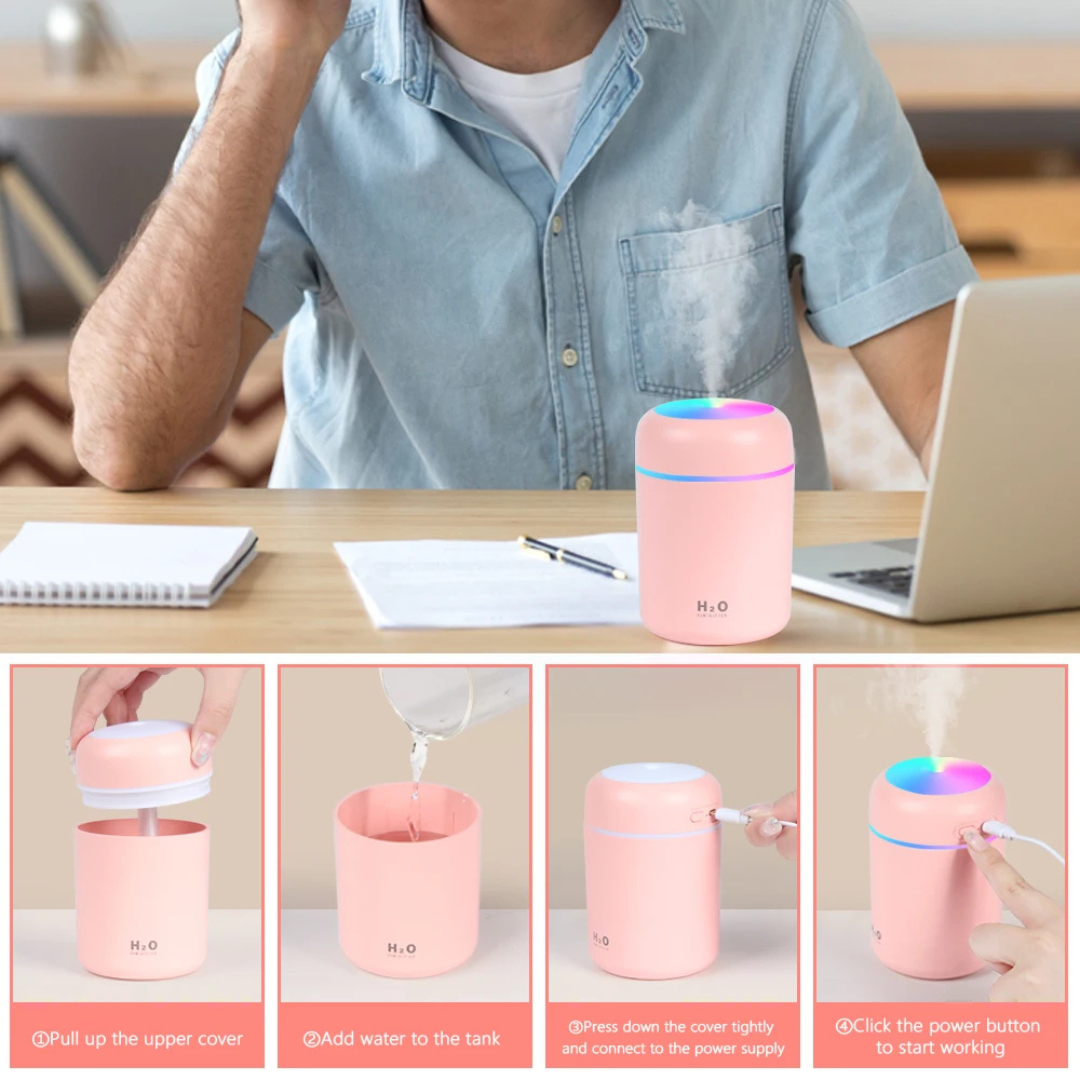 USB Nordic Humidifier Aromatherapy Humidifier With LED Light Air Freshener Aromatherapy Diffuser + 12pcs Essential Oils Set