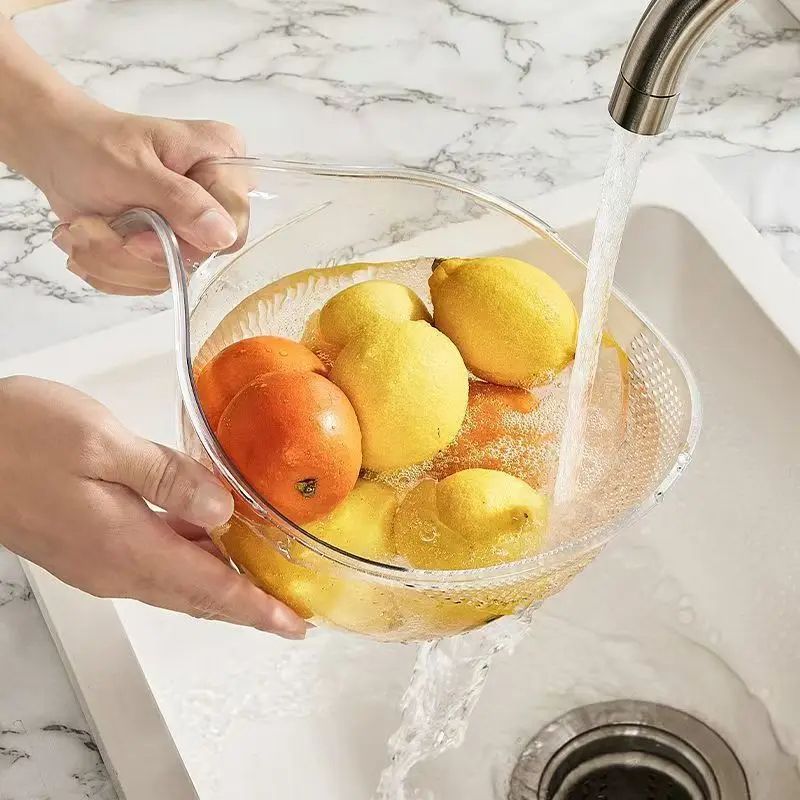 Perforated Wash Rice Colander with Handle Strainer Sieve Washing Bowl For Rice, Fruits & Vegetables.
