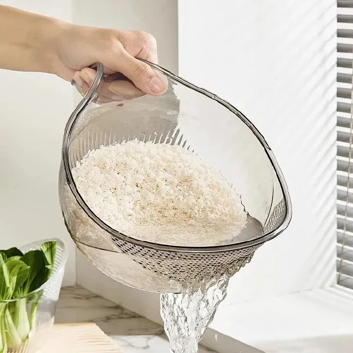 Perforated Wash Rice Colander with Handle Strainer Sieve Washing Bowl For Rice, Fruits & Vegetables.