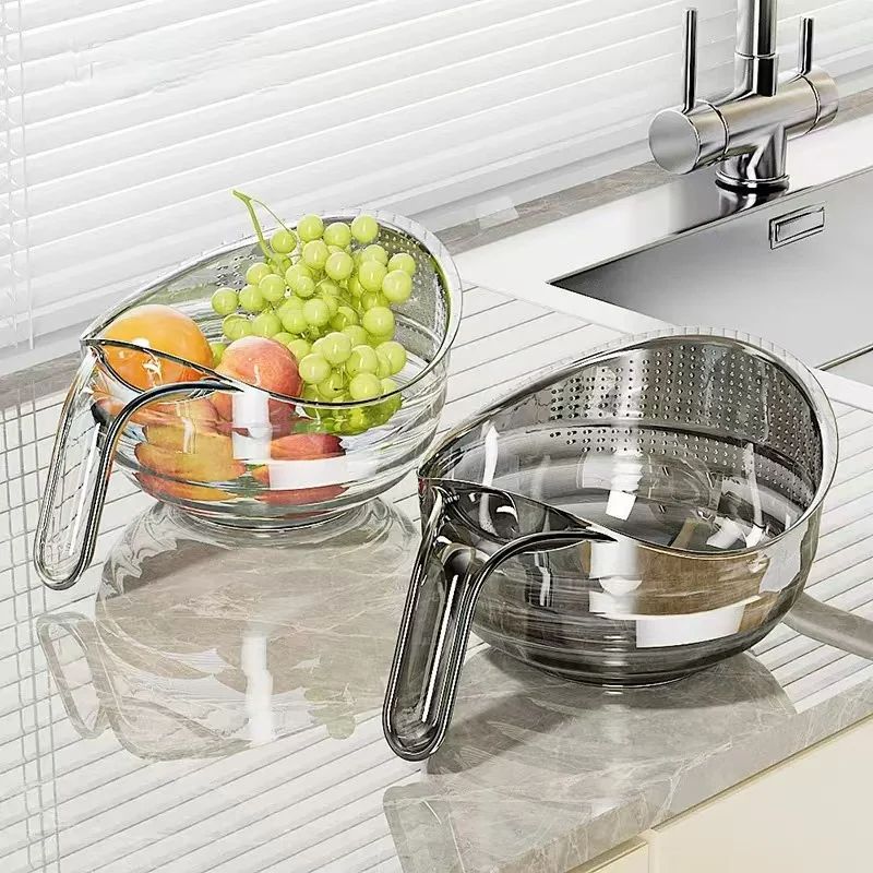 Perforated Wash Rice Colander with Handle Strainer Sieve Washing Bowl For Rice, Fruits & Vegetables.