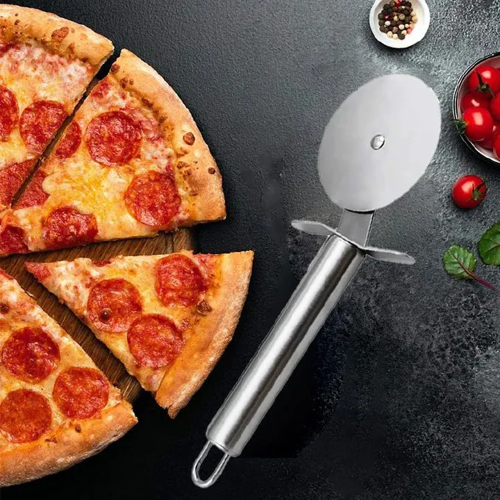 Single Wheel Stainless Steel Pizza Knife Multifunctional Tool Cutter | Stainless Steel Pizza Cutter Round Wheel Roller | Pizza Slicer