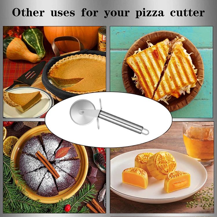 Single Wheel Stainless Steel Pizza Knife Multifunctional Tool Cutter | Stainless Steel Pizza Cutter Round Wheel Roller | Pizza Slicer