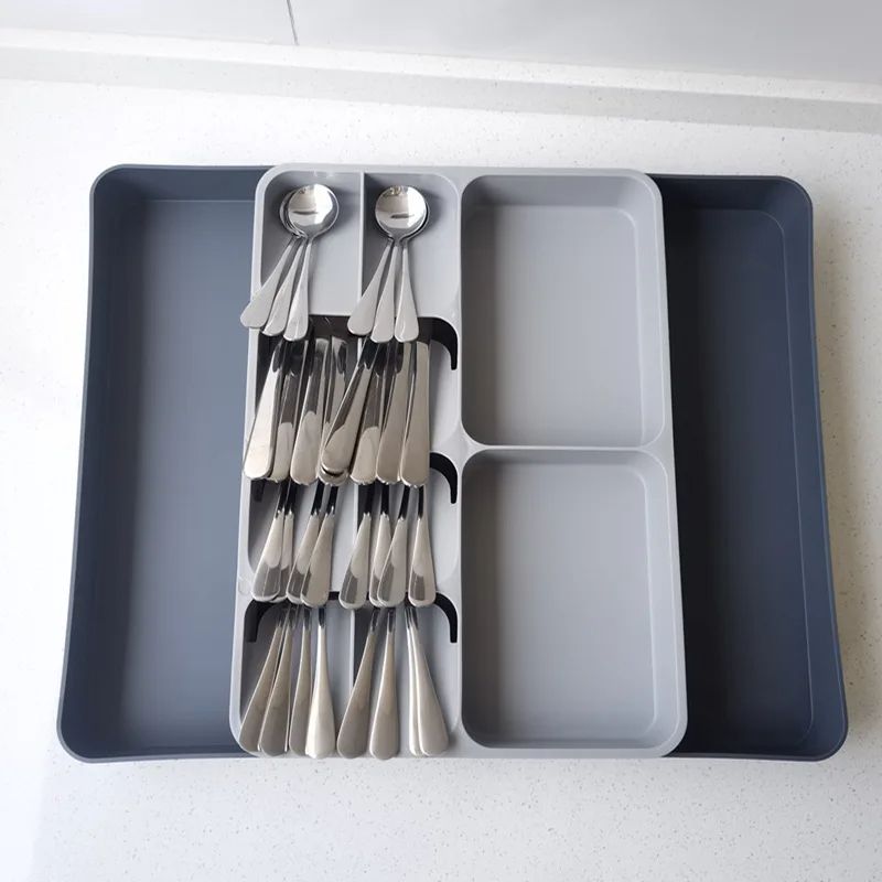 Expandable Cutlery Holder Drawer Organizer – Adjustable Kitchen Utensil Storage Tray for Forks, Knives, Spoons – Space-Saving & Easy Fit for All Drawers