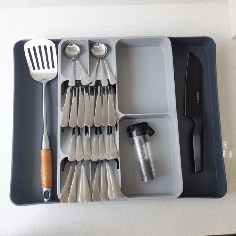 Expandable Cutlery Holder Drawer Organizer – Adjustable Kitchen Utensil Storage Tray for Forks, Knives, Spoons – Space-Saving & Easy Fit for All Drawers
