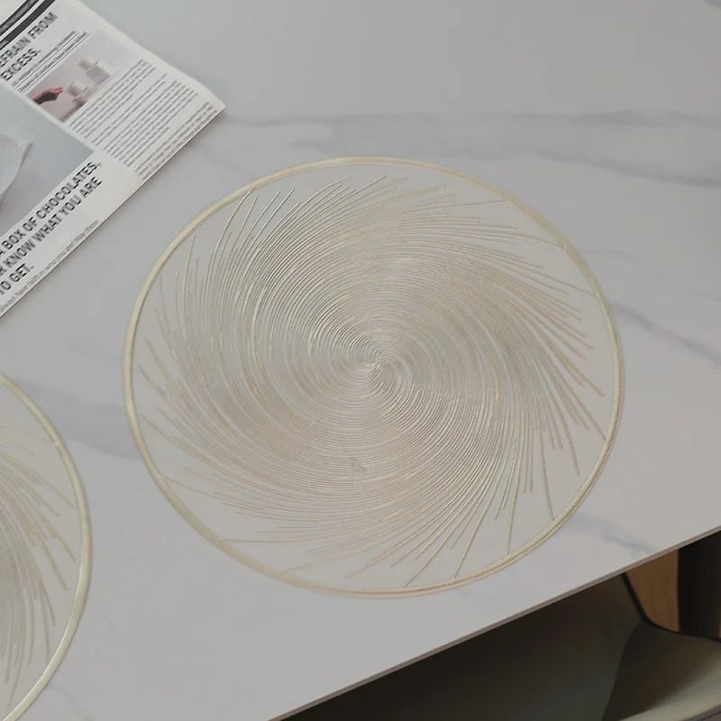 6pcs Modern Luxury PVC Table Placemats - Oil-Proof, Waterproof, Non-Slip, Heat-Resistant Dining Table Decoration Spiral Design Non Woven Round Table Mats