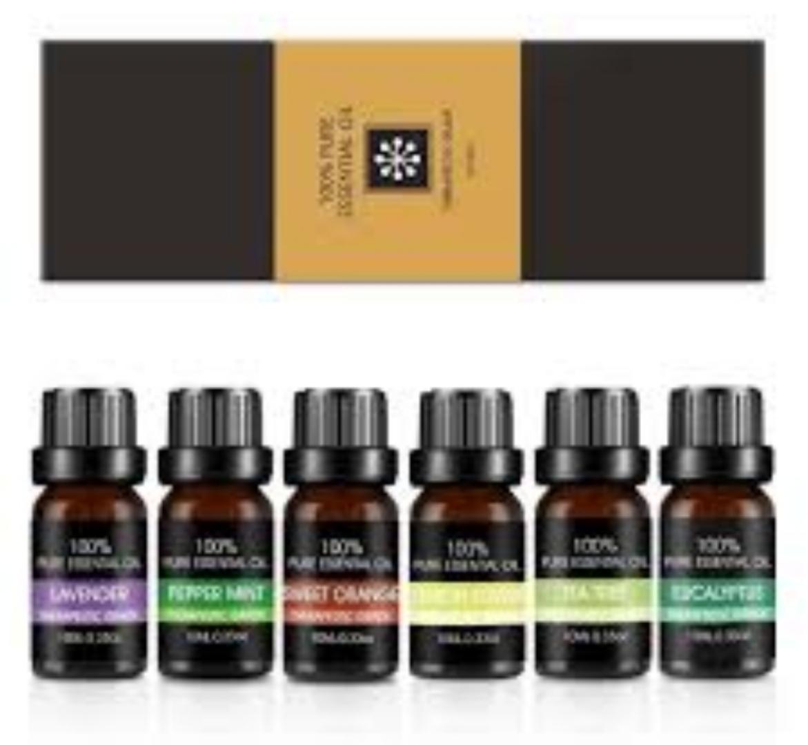 6Pcs Natural Essential Oils Set (10mls Each) High Quality Aromatherapy Essential Oils Gift Set Diffuser Oils Therapeutic Grade Oils Set for humidifiers, diffusers and scented candles.