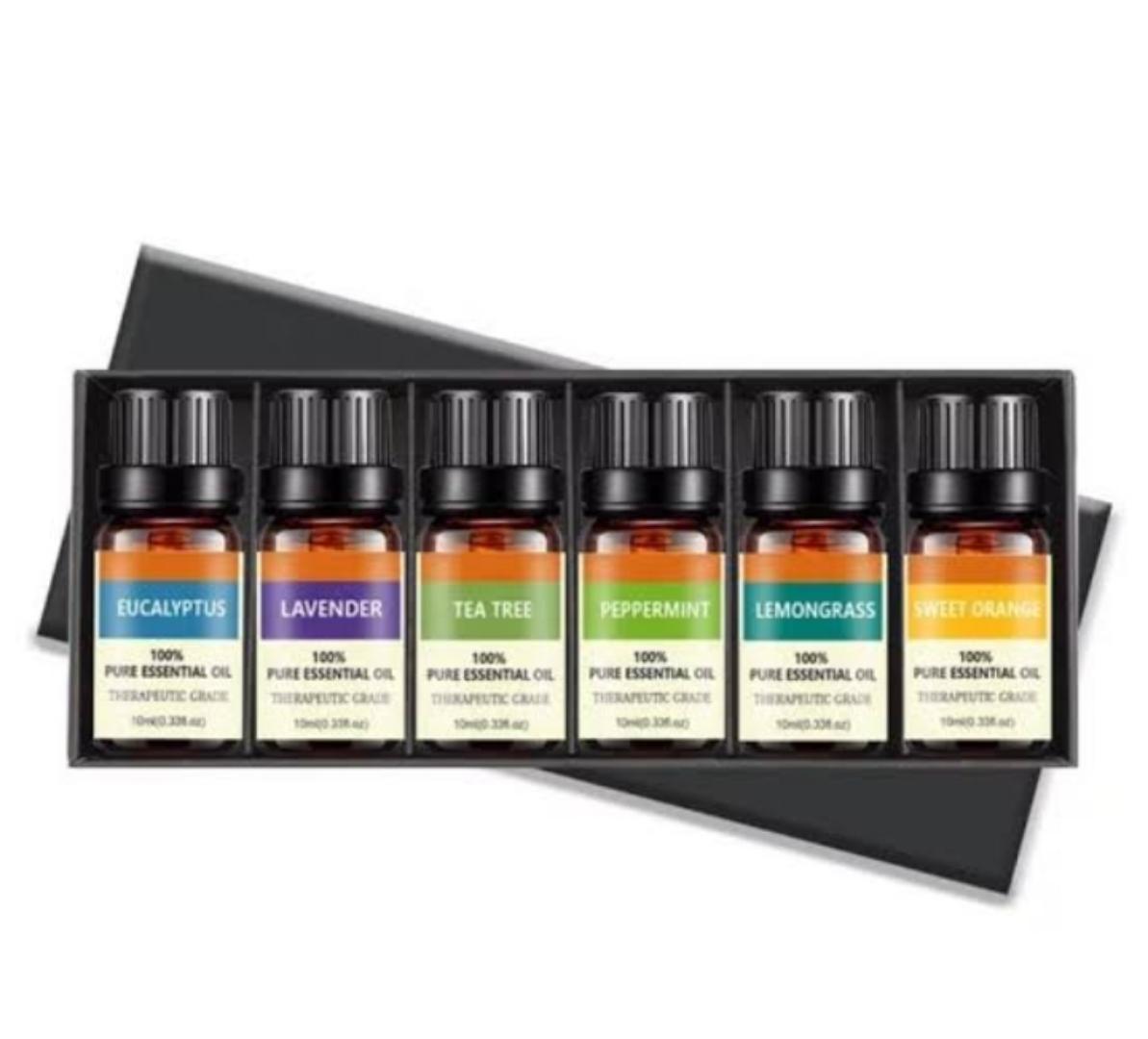 6Pcs Natural Essential Oils Set (10mls Each) High Quality Aromatherapy Essential Oils Gift Set Diffuser Oils Therapeutic Grade Oils Set for humidifiers, diffusers and scented candles.
