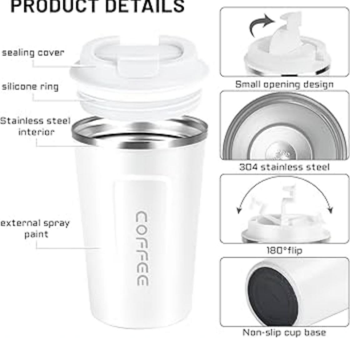 500ml Insulated Coffee Thermo Mug with Smart LED Temperature Display | Stylish and Leak-Proof Travel Mug Travel and To go Drinkware, Water bottle, Coffee Tumbler
