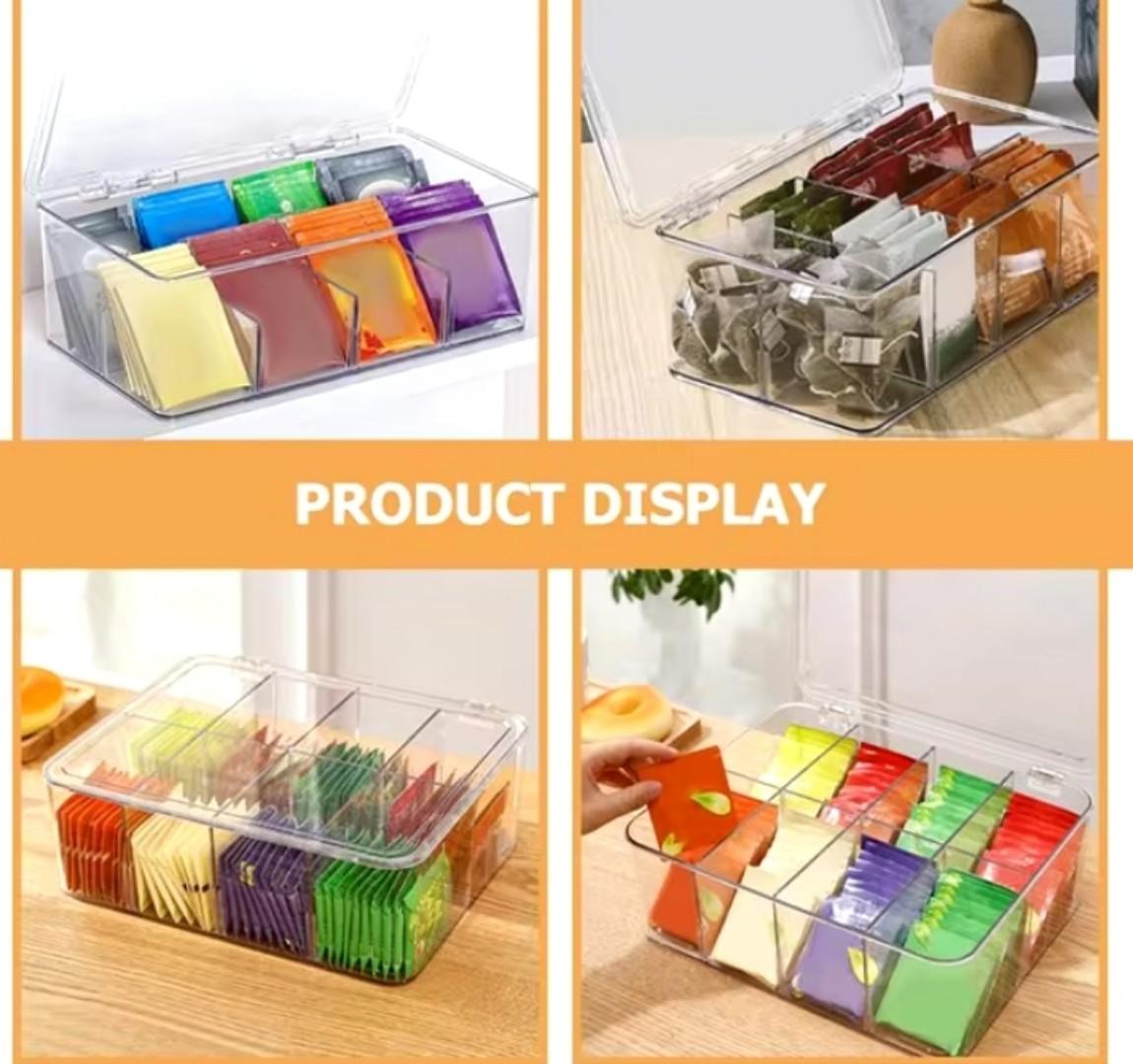 Acrylic Multifunctional 8 Compartment Clear Tea Bag Organiser – Clear, Stylish Storage for Tea Bags and Accessories
