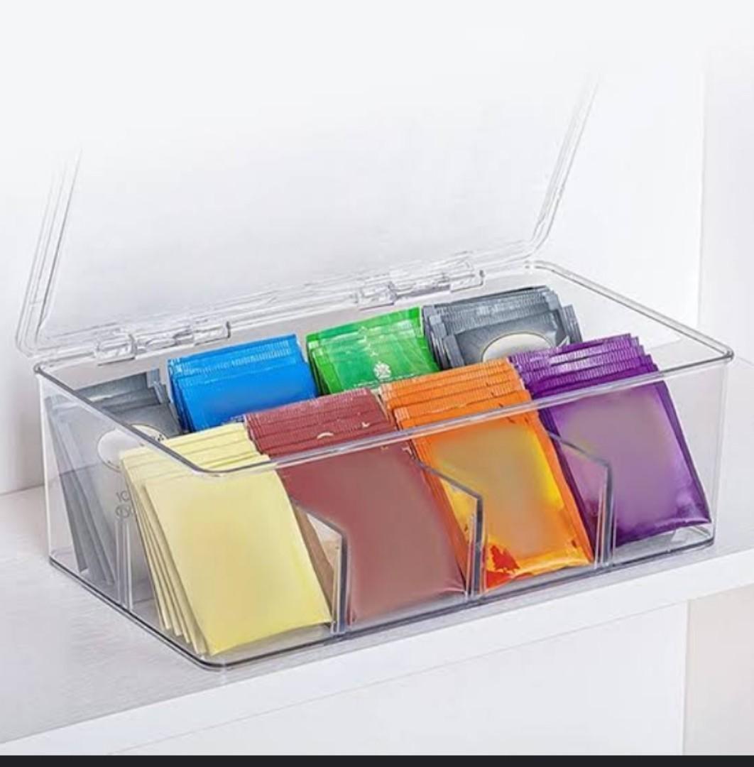 Acrylic Multifunctional 8 Compartment Clear Tea Bag Organiser – Clear, Stylish Storage for Tea Bags and Accessories
