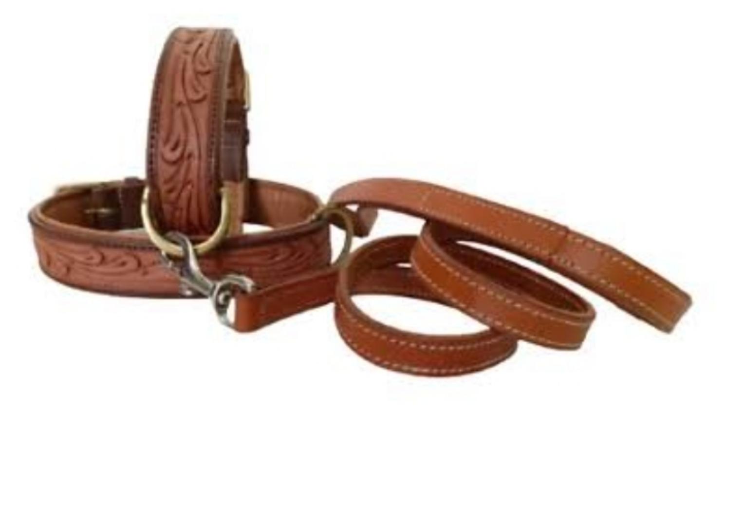Complete set Easy grip rolled up PU leather dog collar and leash Set Pet High Quality Dog Harness And Leash e Layer