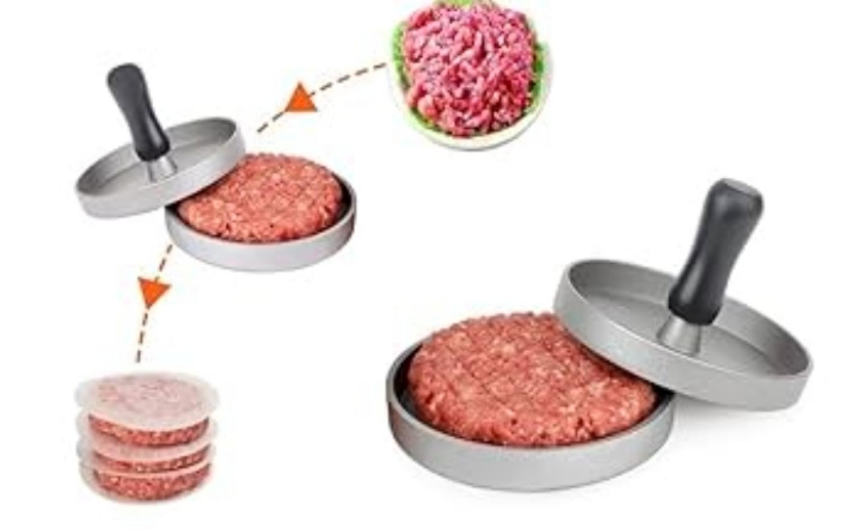 Stainless Steel Burger Press | Heavy-Duty and Rust-Resistant | Non-Stick Surface for Perfectly Shaped Patties | Ideal for Grilling, BBQ, and Kitchen Use Burger Press Patty Maker Hamburger Maker