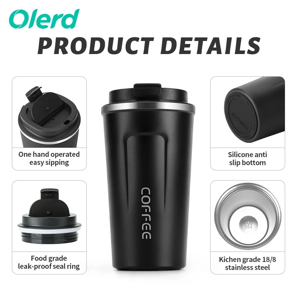 500ml Insulated Coffee Thermo Mug with Smart LED Temperature Display | Stylish and Leak-Proof Travel Mug Travel and To go Drinkware, Water bottle, Coffee Tumbler