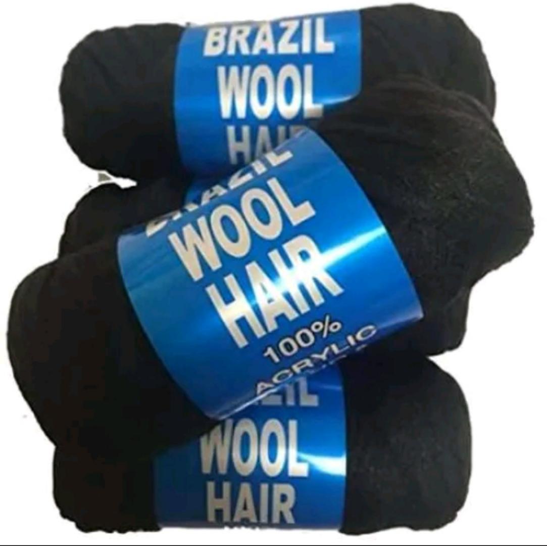4 pcs Brazilian Yarn Wool Hair for Braids Braiding Hair with 100% Acrylic Brazilian Wool Hair for African Crochet Braided Hair Senegalese Twist Box Braids Faux Locs with Yarn Hair