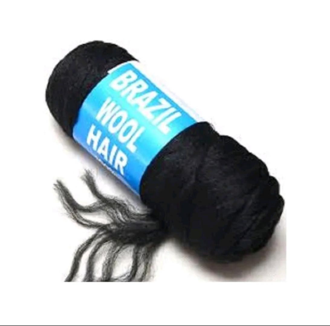 4 pcs Brazilian Yarn Wool Hair for Braids Braiding Hair with 100% Acrylic Brazilian Wool Hair for African Crochet Braided Hair Senegalese Twist Box Braids Faux Locs with Yarn Hair