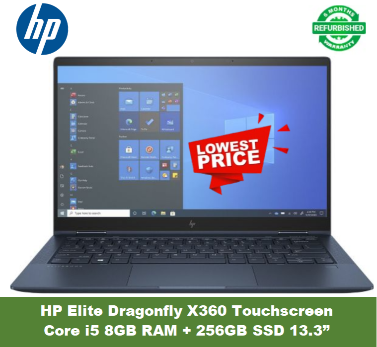 (GRADE A) LAPTOPSHP Elite Dragonfly Notebook PC x360 Intel Core i5 8th Gen 8GB RAM 256GB SSD 13.3 Inch FHD Touchscreen Display