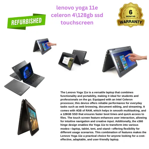 PORTABLE LAPTOP LENOVO YOGA 11E INTEL CELERON TOUCH SCREEN X360 4GB RAM MEMORY 128GB SSD