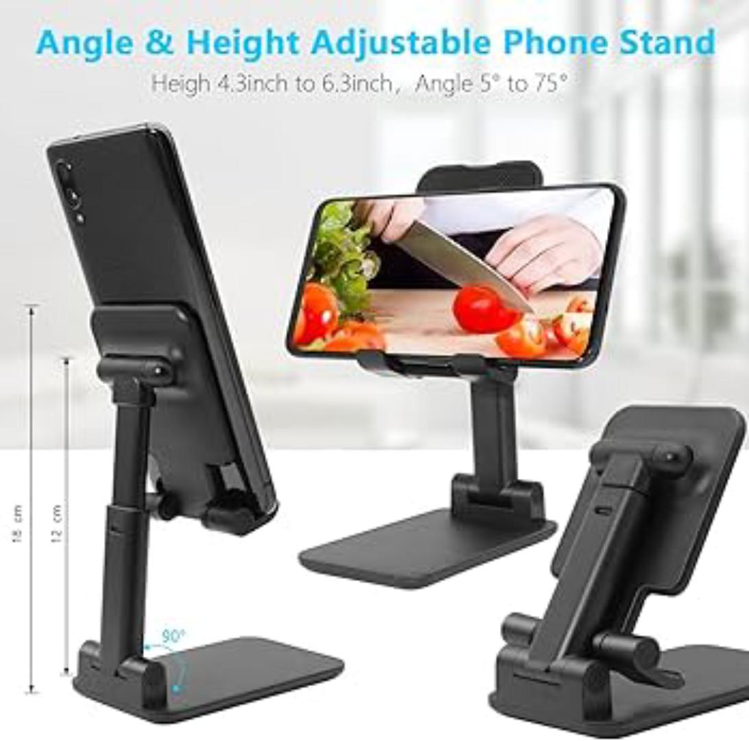 BRAND NEW FOLDABLE DESKTOP PHONE STAND HOLDER WHITE IN COLOR WITH A RUBBER HOLDER