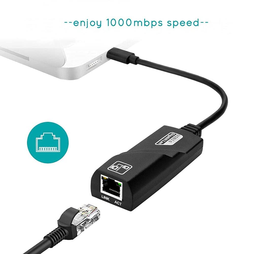 USB Type C 3.0 to Ethernet Adapter RJ45 Gigabit LAN 10/100/100 Mbps