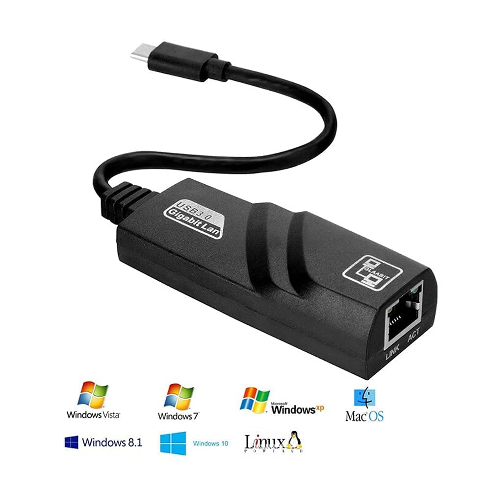 USB Type C 3.0 to Ethernet Adapter RJ45 Gigabit LAN 10/100/100 Mbps