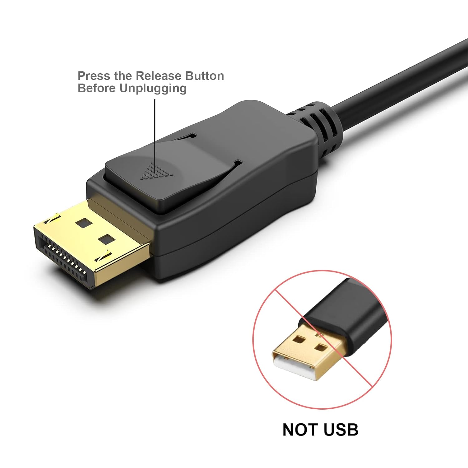 DisplayPort to DisplayPort Cable 4K 60HZ, DP Male to Male Cable Support 4K Resolution and Full 1080P HD with Video and Audio Compatible with HDTV, Projectors and Monitors, 1.8 Metres