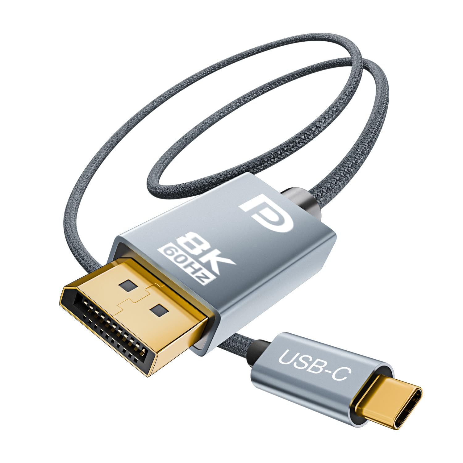 USB C to DisplayPort 1.4 Cable 6ft, (Support 8K 60Hz, 4K 144Hz, 2K 240Hz), Thunderbolt 3/4 to DP Cord Compatible with MacBook Pro, Mac Mini, XPS, iPad, iPhone 15
