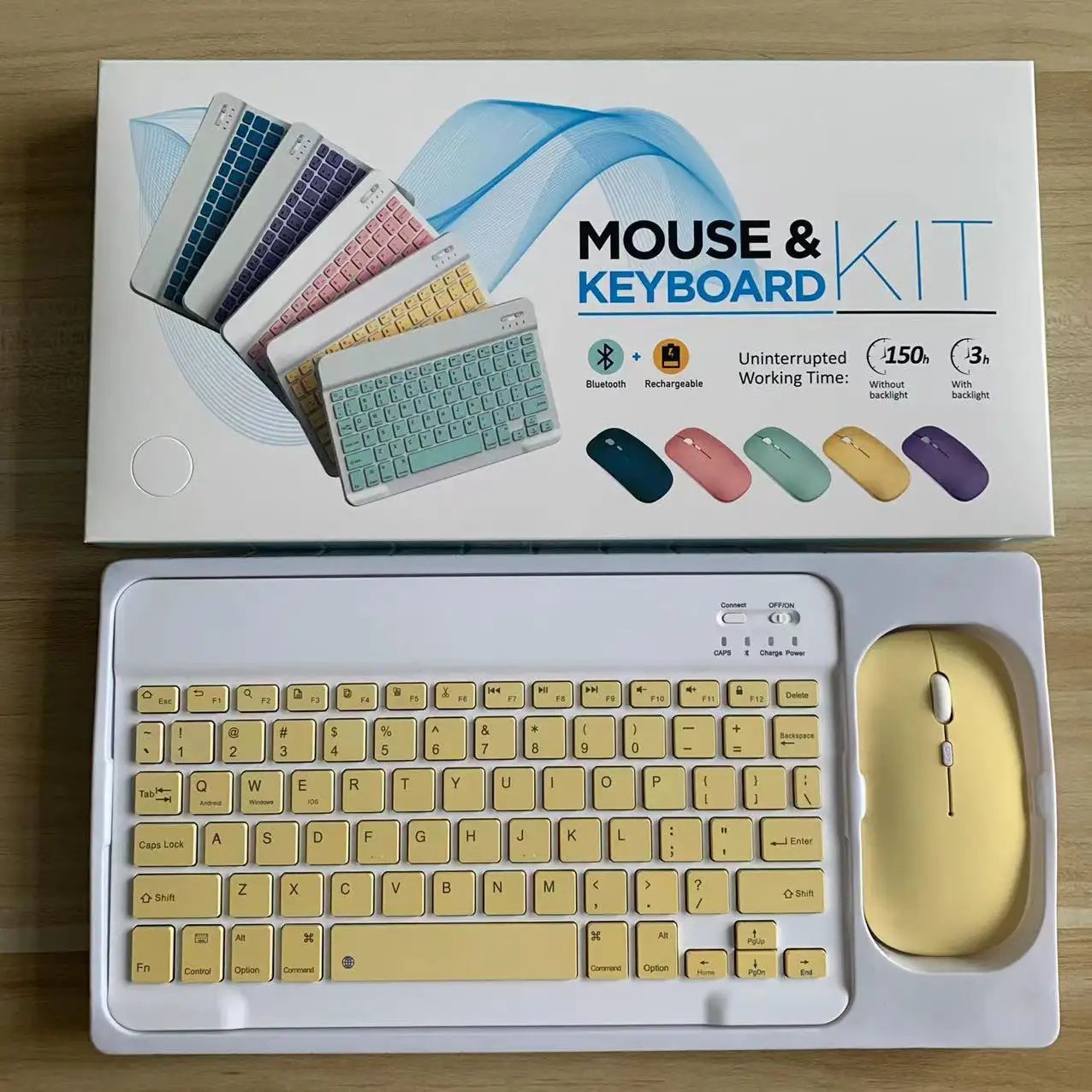 Wireless Rechargeable Mini Keyboard and Mouse Kit for Computer Mobile Tablets Laptop Keyboard and Mouse Kit