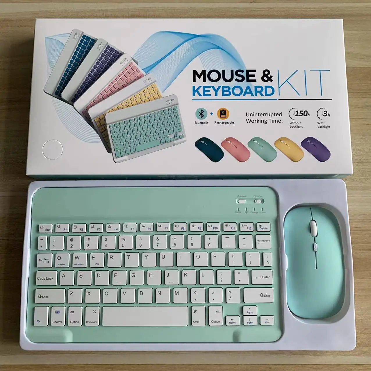 Wireless Rechargeable Mini Keyboard and Mouse Kit for Computer Mobile Tablets Laptop Keyboard and Mouse Kit