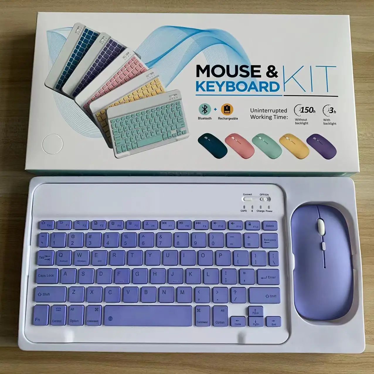 Wireless Rechargeable Mini Keyboard and Mouse Kit for Computer Mobile Tablets Laptop Keyboard and Mouse Kit