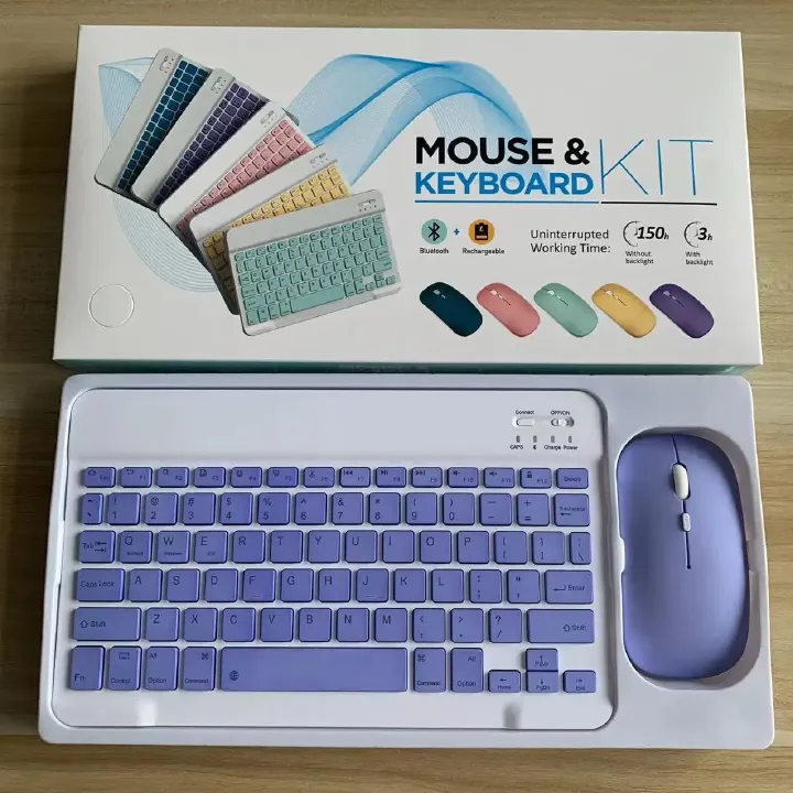 Wireless Rechargeable Mini Keyboard and Mouse Kit for Computer Mobile Tablets Laptop Keyboard and Mouse Kit