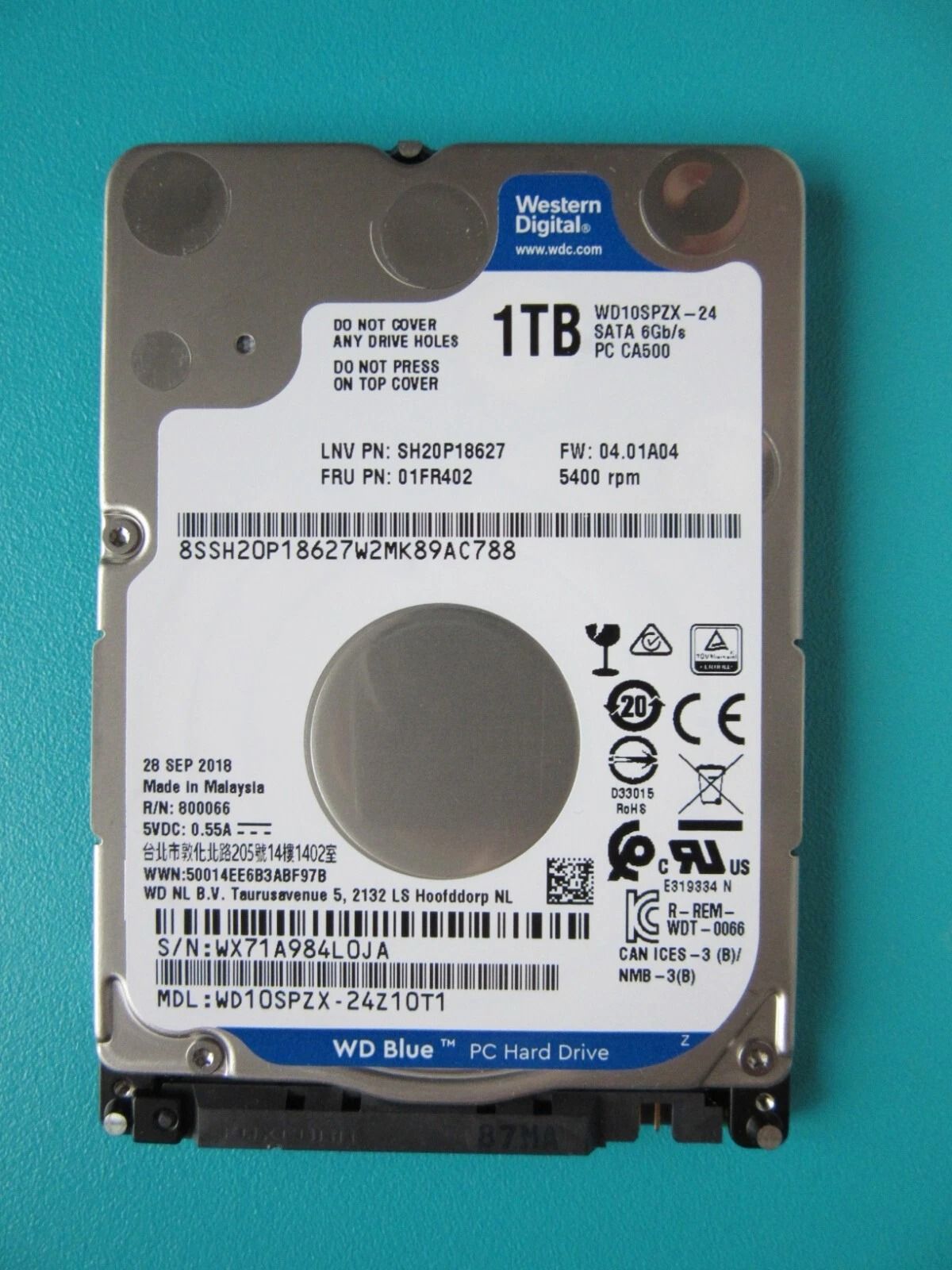 WD Blue 500GB Laptop HDD 2.5" 5400RPM SATA 6Gb/s 8MB Cache WD5000LPVX | 500GB WD Blue Laptop Internal Harddrive