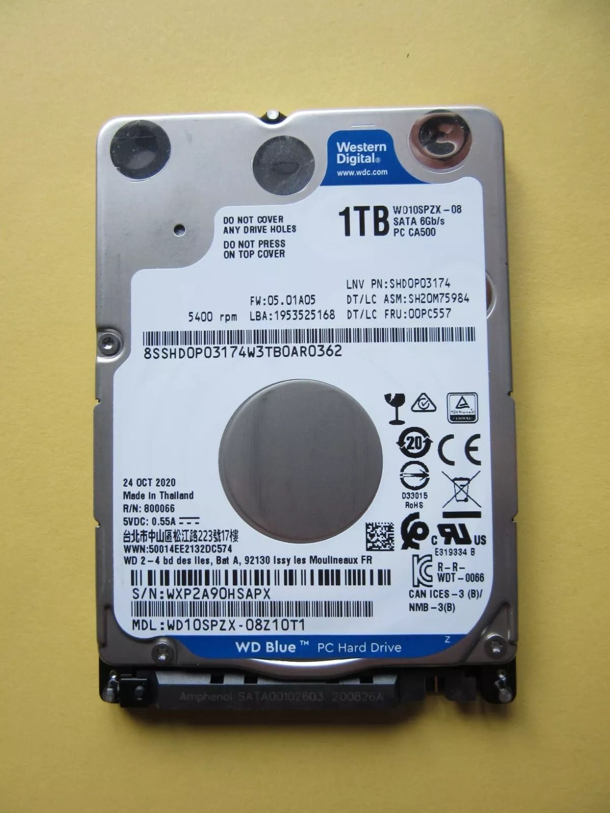 WD Blue 500GB Laptop HDD 2.5" 5400RPM SATA 6Gb/s 8MB Cache WD5000LPVX | 500GB WD Blue Laptop Internal Harddrive