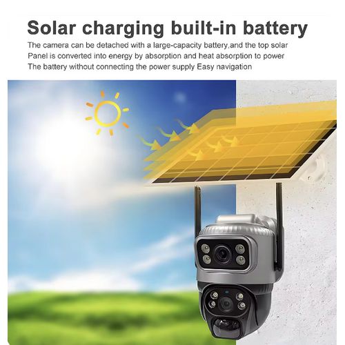 SIM CARD Solar Camera DUAL LENS 4G Outdoor Low Powered Camara PIR Humanoid Detection CCTV