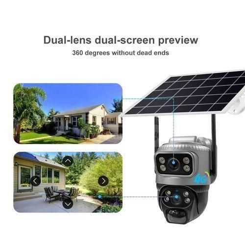 4G SIM CARD Solar PIR Ptz Camera With Dual Lens Camera With 7.5W Solar Panel