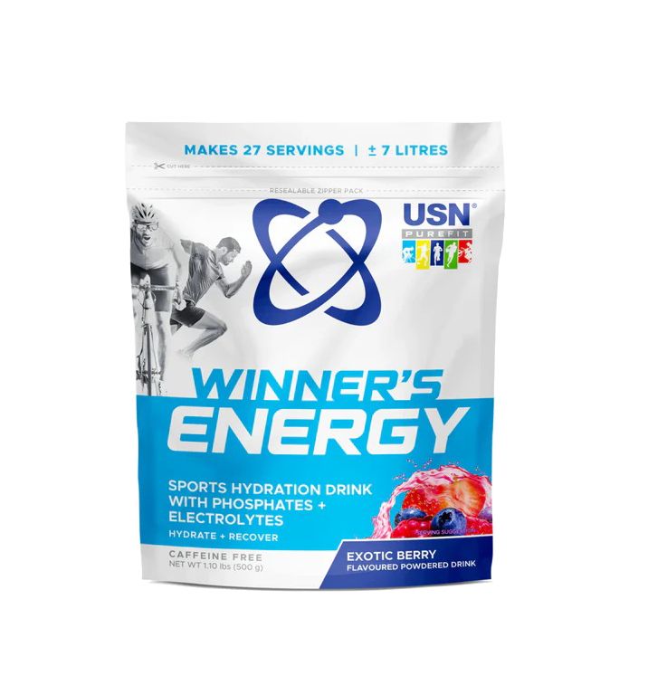 USN WINNER’S ENER-G EXTREME SPORTS HYDRATION DRINK WITH ADDED CAFFEINE 500G  electrolyte