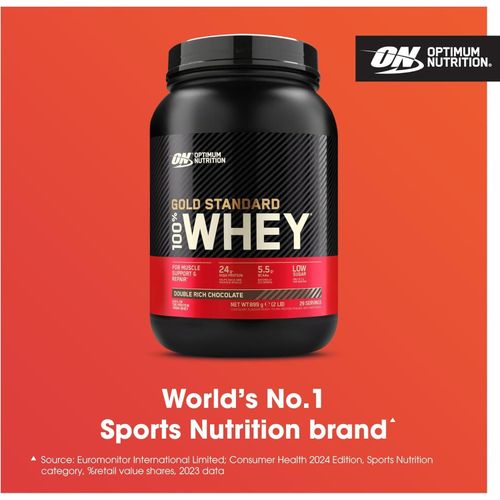 Optimum Nutrition Gold Standard Whey Protein, Muscle Building Powder with Naturally Occurring Glutamine and Amino Acids, Double Rich Chocolate, 29 Servings, 899 g, Packaging May Vary