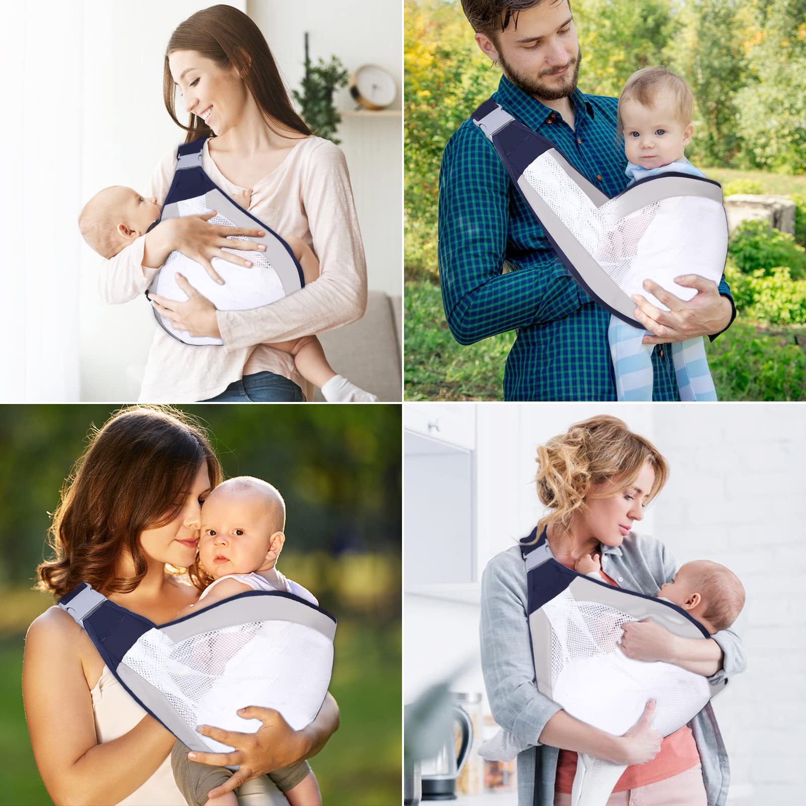 Baby S-ling Carrier，Adjustable Holder,Ergonomic Strap,Shoulder Labor-Saving Baby Half Wrapped S-ling Hip Carrier with Breathable Mesh for Newborn 0009