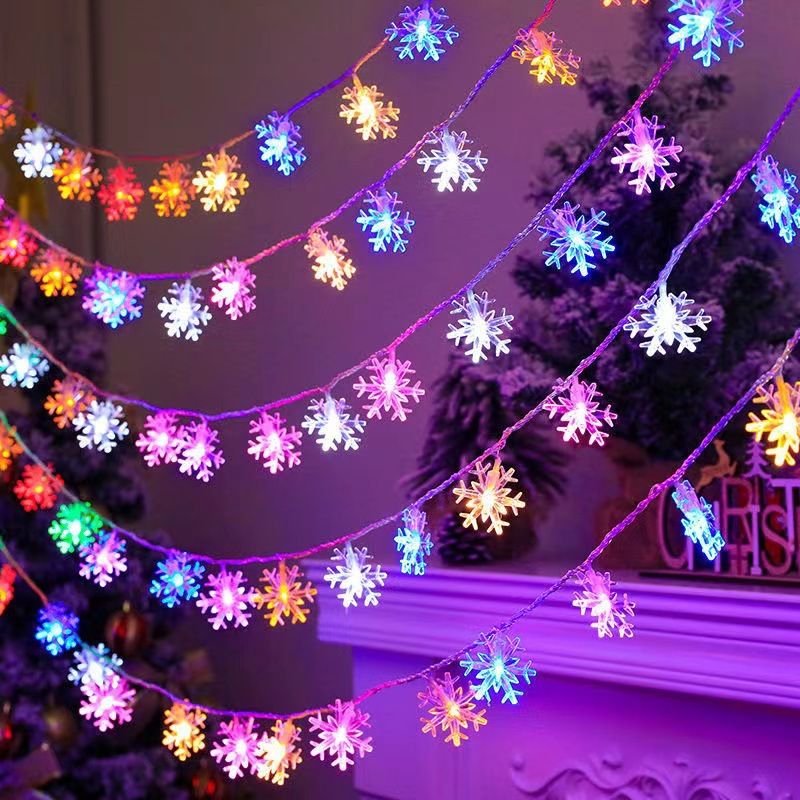 Snowflake Lights, 1.5m to 10m,10 to 80 LED Christmas/Festival Twinkle Snowflake String Lights,Battery Operated, 8 Modes Twinkle Light Waterproof for Outdoor Indoor Tree Room Decor, Warm White 1025