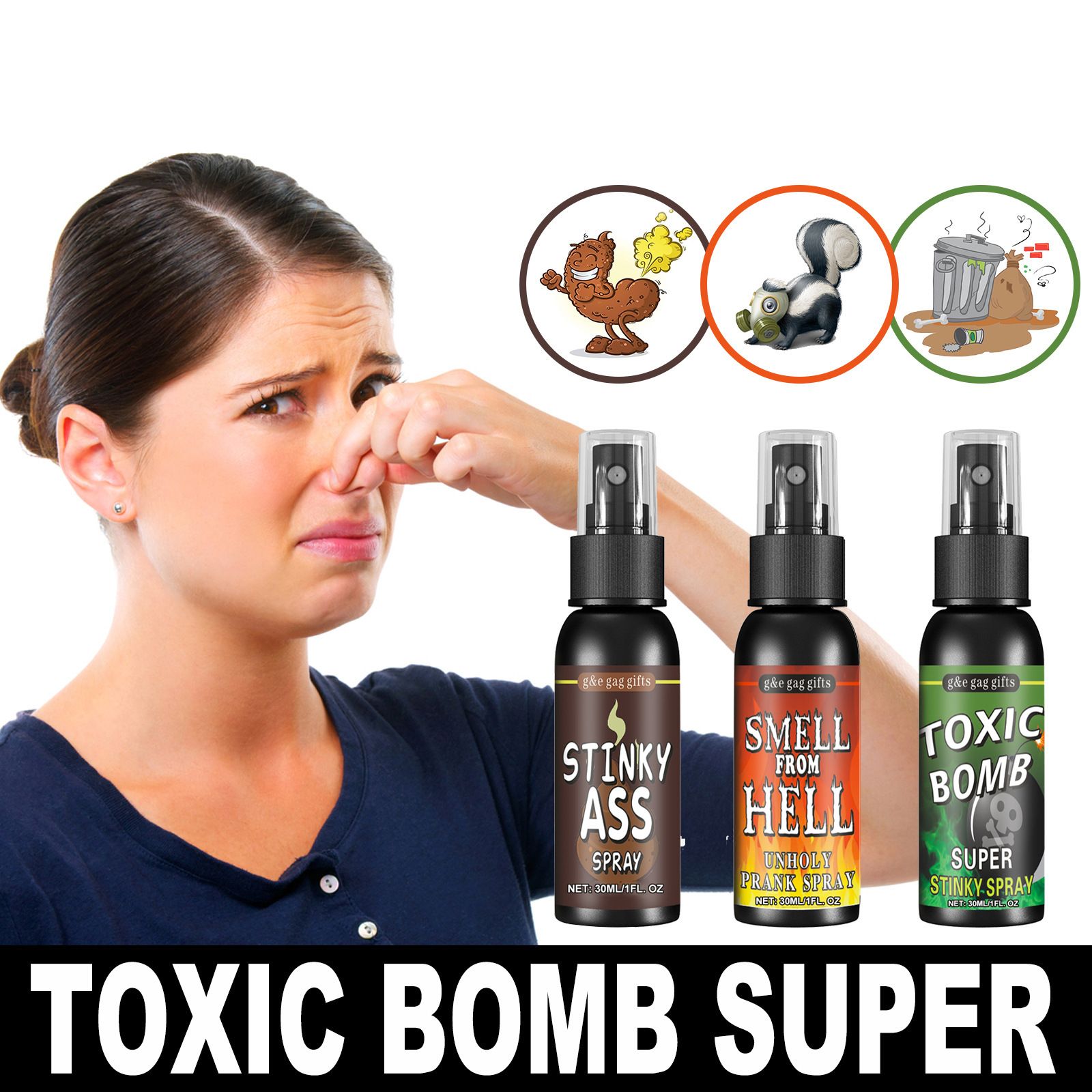 3PCS Fart Spray Extra Strong Long Lasting, Fart Spray for Pranks, Liquid Assfart Spray, Funny Gag Gifts for Adults or Kids, Stink Spray Kit for Adult or Children's Toys,Prank Adult Jokes Gift