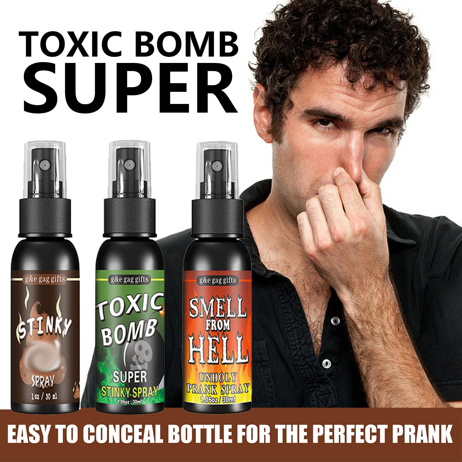 3PCS Fart Spray Extra Strong Long Lasting, Fart Spray for Pranks, Liquid Assfart Spray, Funny Gag Gifts for Adults or Kids, Stink Spray Kit for Adult or Children's Toys,Prank Adult Jokes Gift