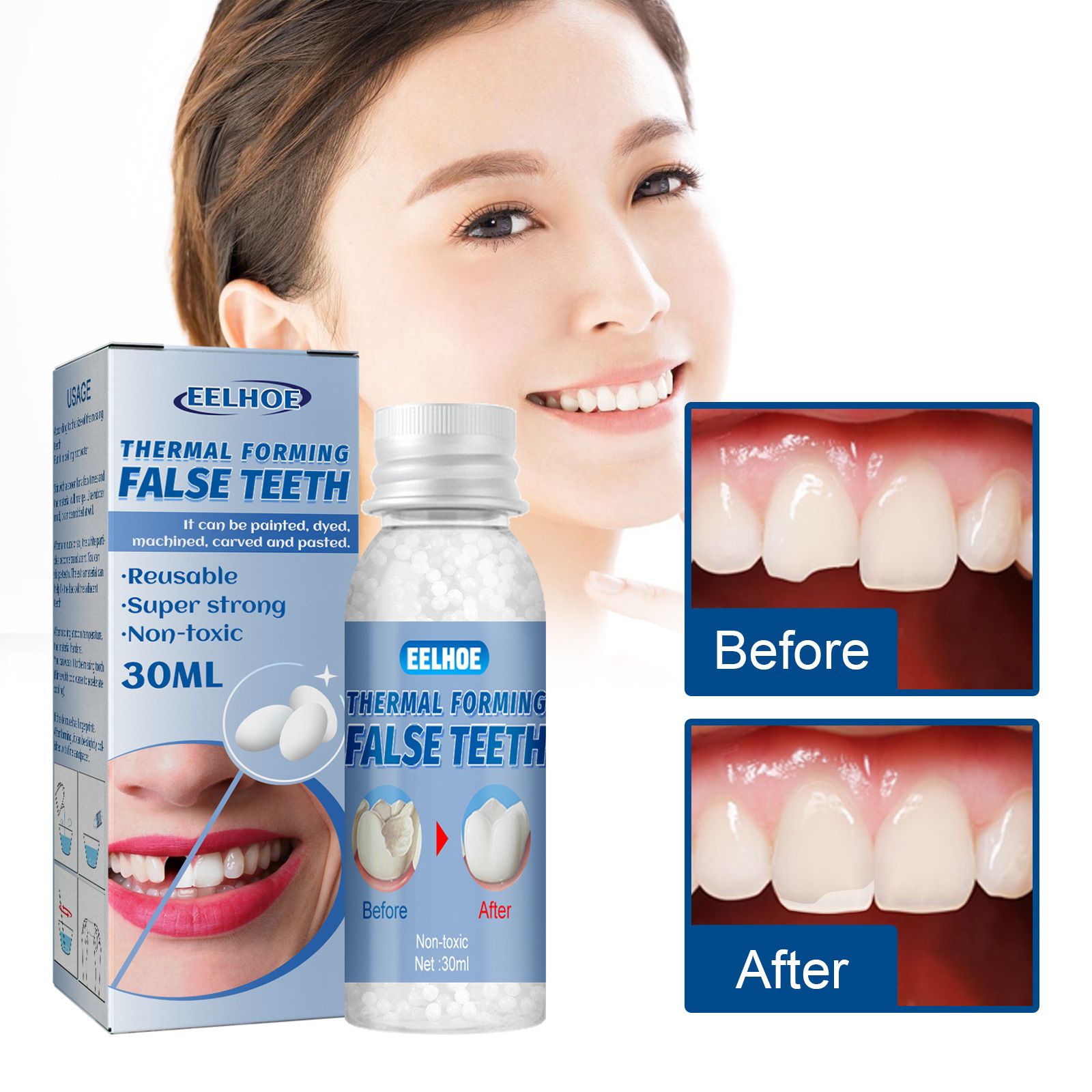 Tooth Repair-Filling Fix The Missing and Broken Tooth or Adhesive The Denture Fake Teeth,Shapeable dental adhesive, denture decoration, temporary filling, dental adhesive, filling of cavities and gaps