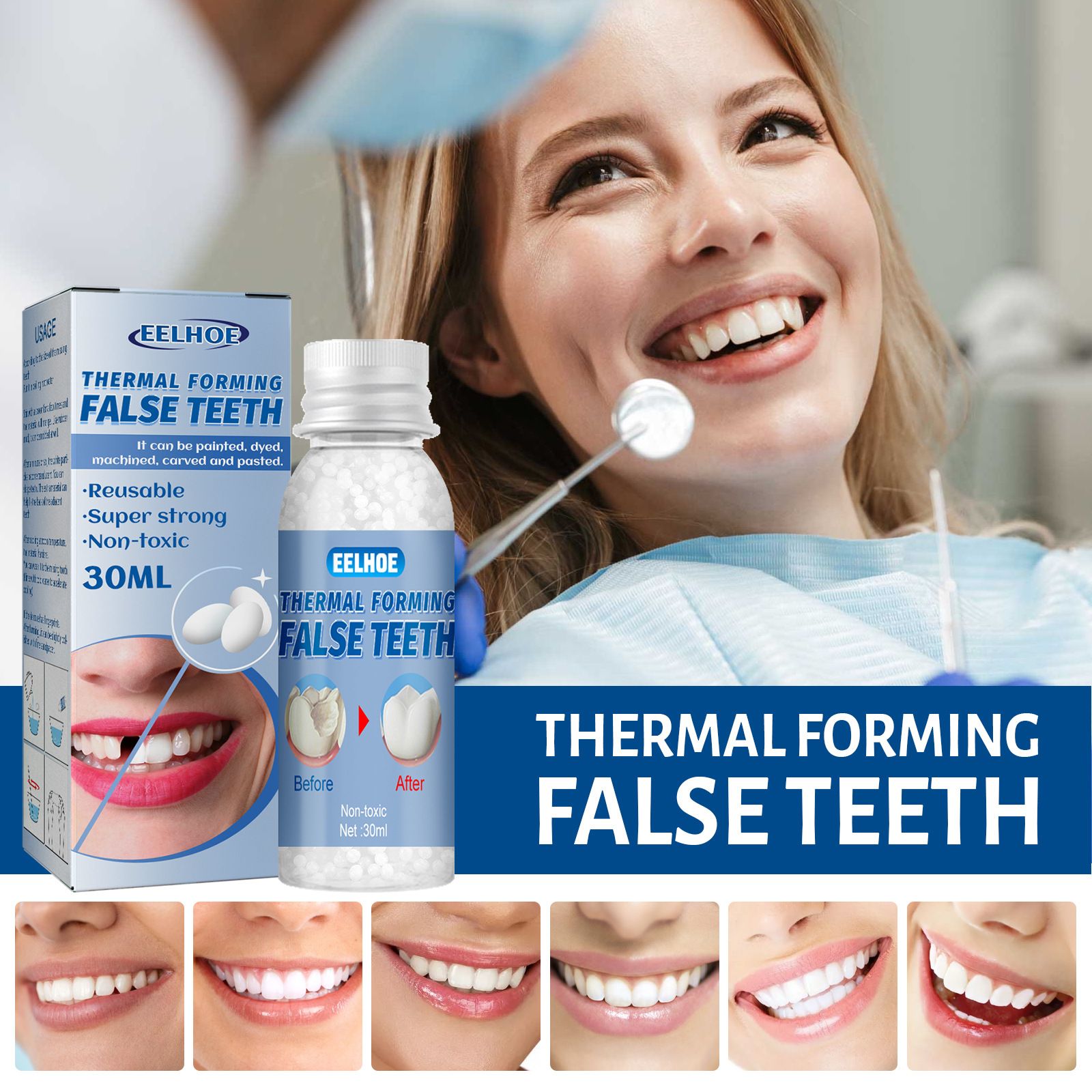Tooth Repair-Filling Fix The Missing and Broken Tooth or Adhesive The Denture Fake Teeth,Shapeable dental adhesive, denture decoration, temporary filling, dental adhesive, filling of cavities and gaps