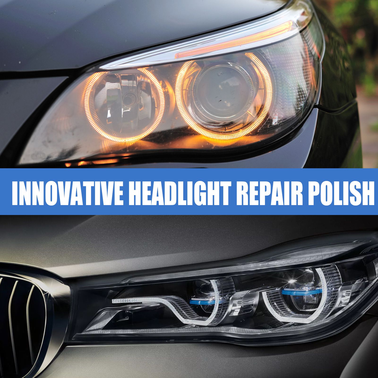 INNOVATIVE HEADLGHT REPAIR POUSH ! Car headlight restoration liquid, car lamp crystallisation refurbishment restorer, lampshade yellow to white bright, fuzzy to clear
