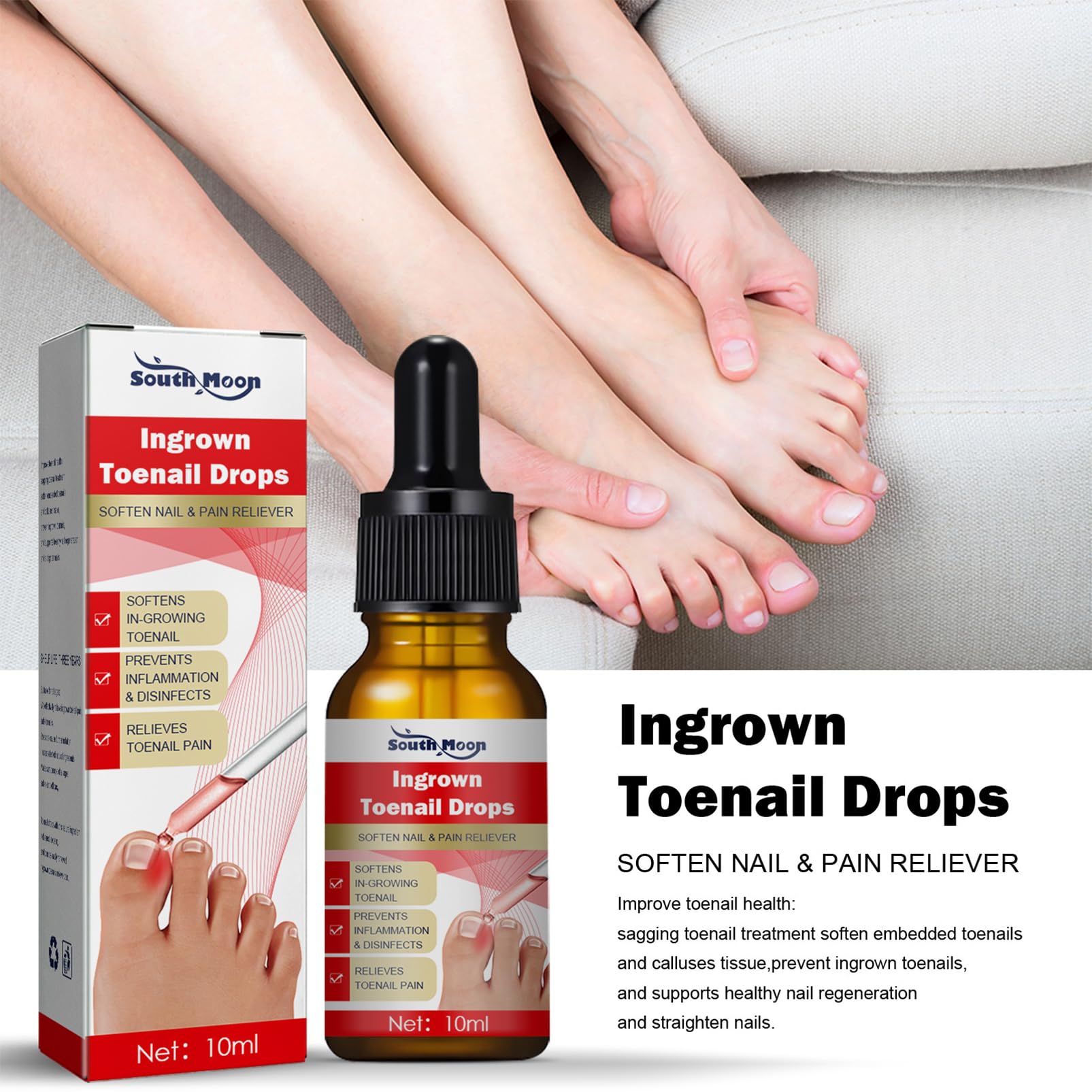 Onychomycosis Antibacterial，Ingrown Toenail Drops，solution Eliminate nail diseases on hands and feet painlessly for Thickening,Deformation，Brittle, Discoloured,Broken Nails