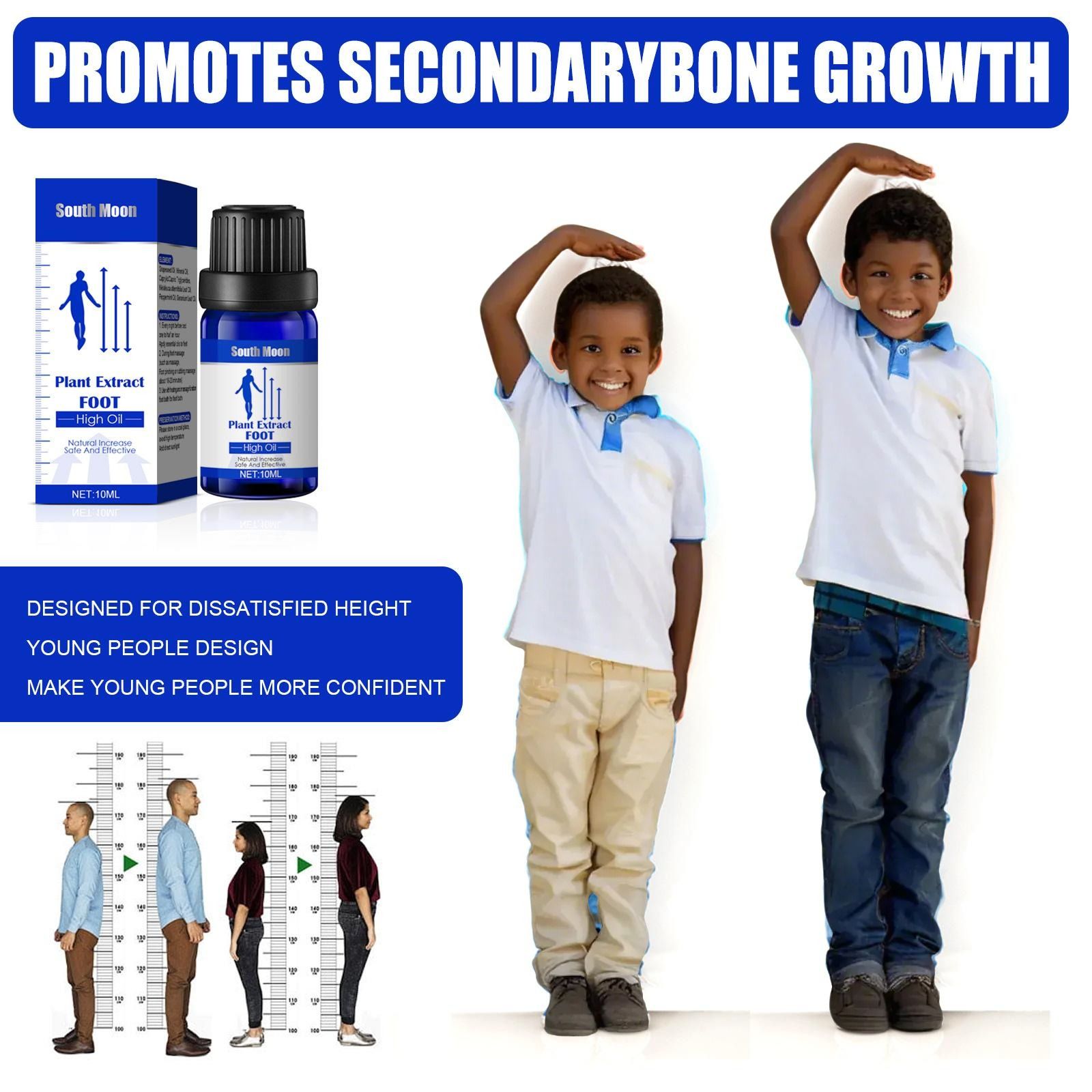 Height Growth Oil, Nature Herbal Increased Essential Oil, 10 ml Height Growth Foot Oil, Safe Mild Strong Permeability Height Increasing Essential Oil for Bone Growth
