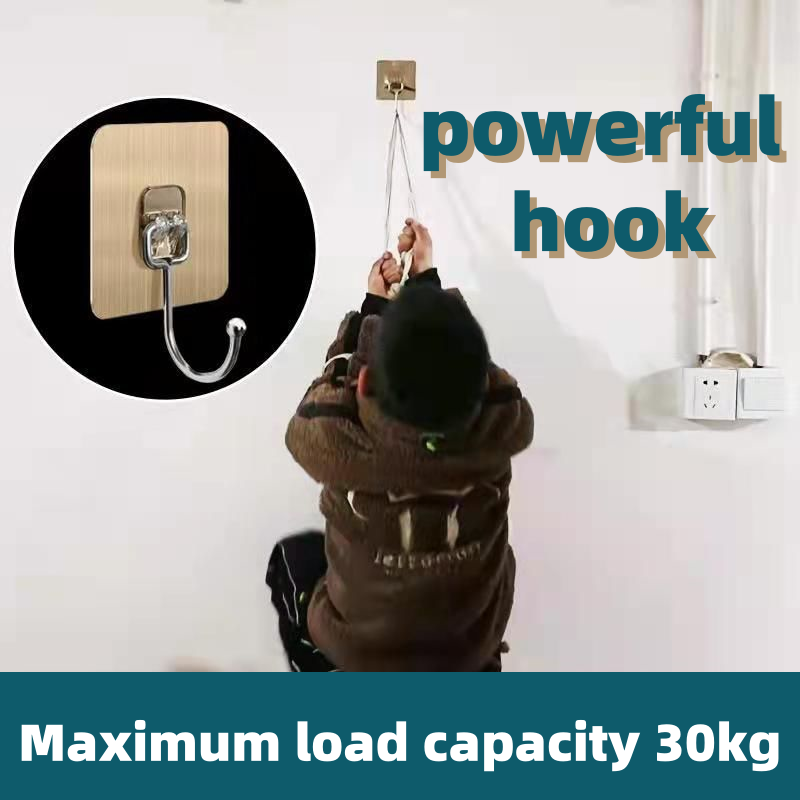 10pcs Large Ultra-strong Hook Set Load-bearing Hook Hanger Stainless Steel Solid Hook Bathroom Rust-proof Removable Wider Thicker Hooks Strong Self Adhesive Hooks Waterproof Hook Kitchen Hook