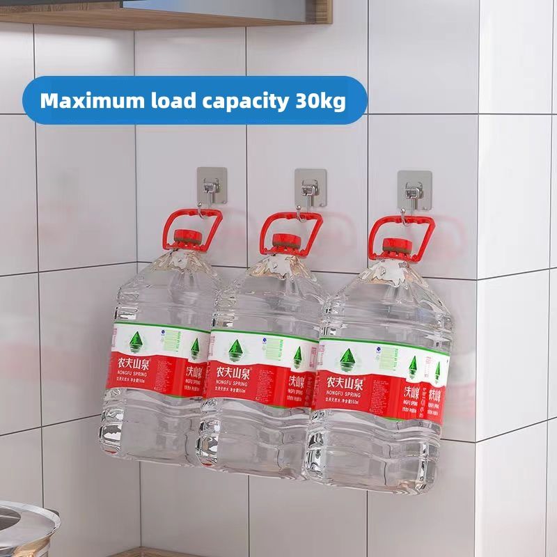 10pcs Large Ultra-strong Hook Set Load-bearing Hook Hanger Stainless Steel Solid Hook Bathroom Rust-proof Removable Wider Thicker Hooks Strong Self Adhesive Hooks Waterproof Hook Kitchen Hook