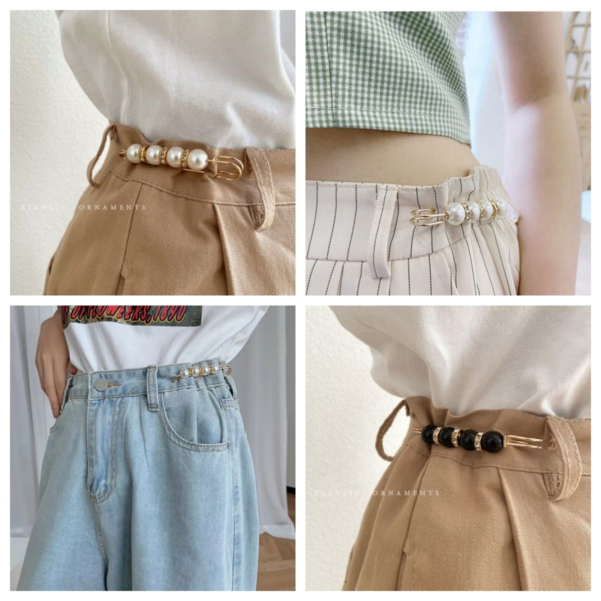 4PCS Multi-purpose Multi-function Imitating Pearl Pin Jewelry, Waist Reduction,pearl Brooch Fixed Girth,decorating Various Clothes/trousers/shirt/dress/sweater/shawl/pant /scarves/jackets/hats/handbag